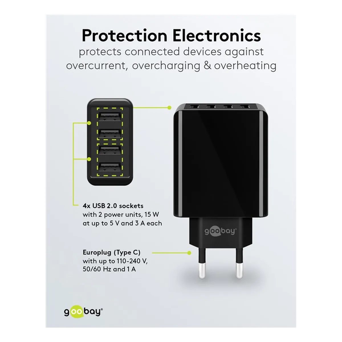 Goobay 4-fach USB-Ladegerät (30W) schwarz