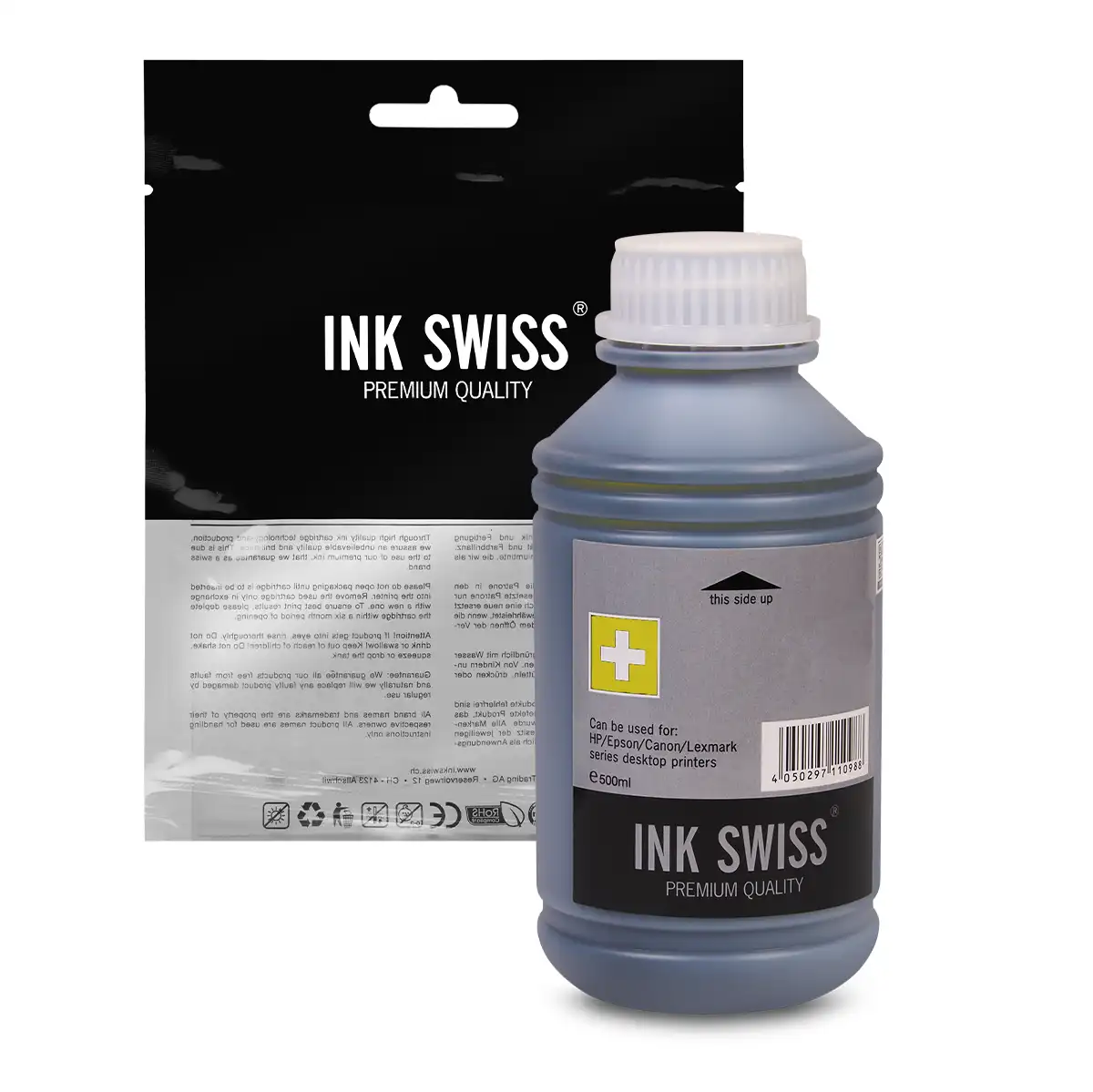 InkSwiss Premium Nachfülltinte 'gelb' 500 ml