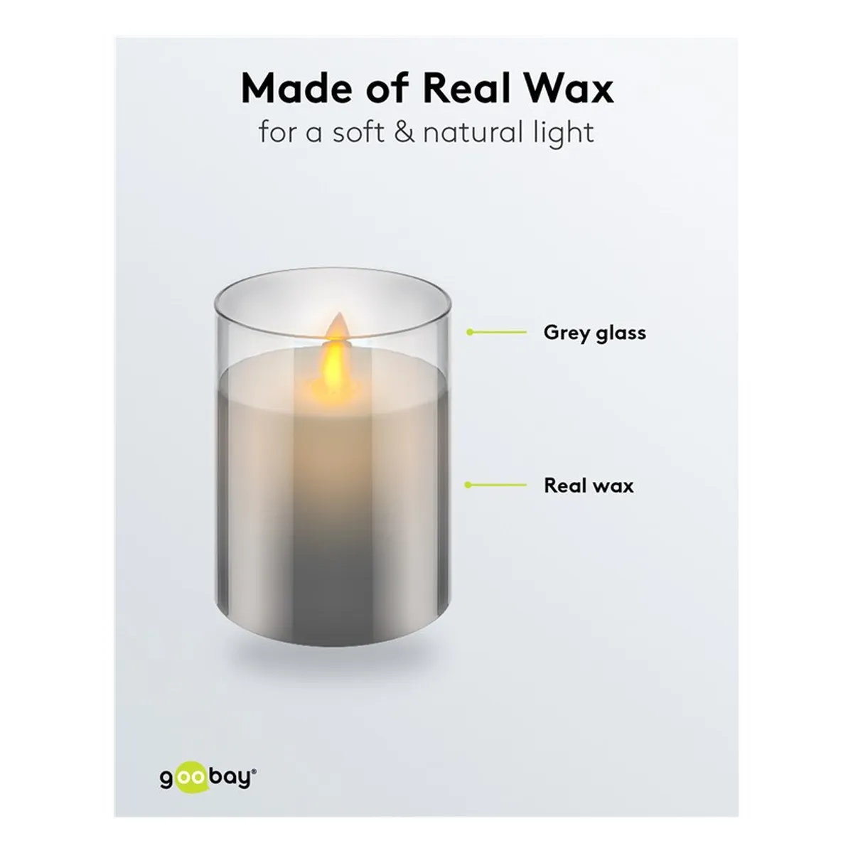Goobay LED-Echtwachs-Kerze im Glas, 7,5 x 10 cm