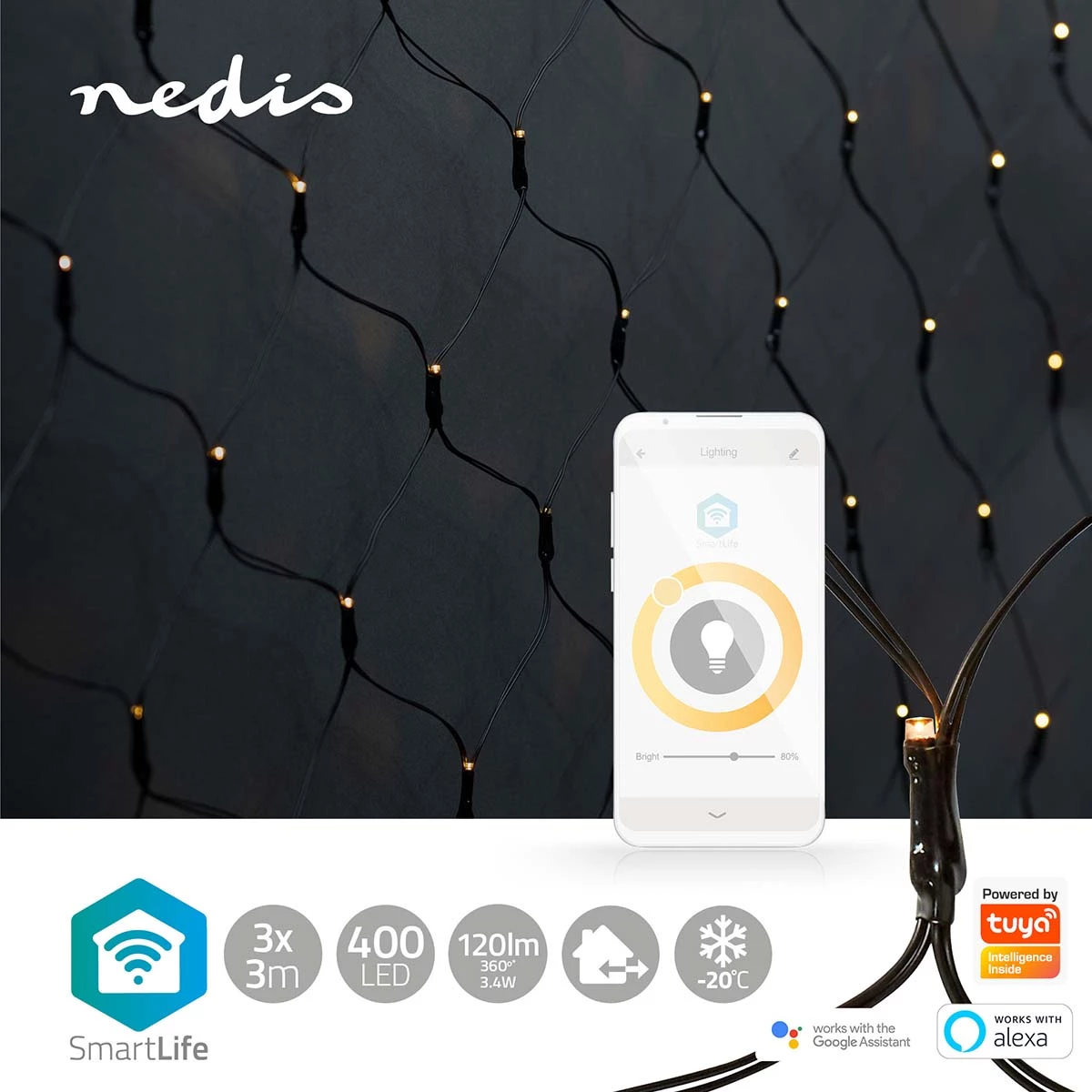 Nedis Smarte LED Netz-Lichterkette, 400 Leds