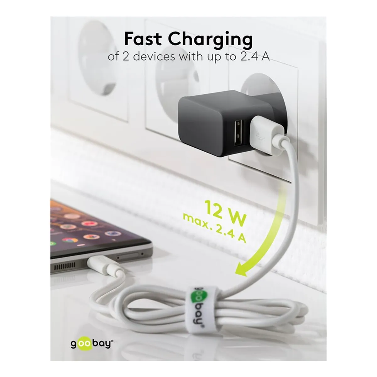 Goobay Dual USB-Ladegerät 2,4 A