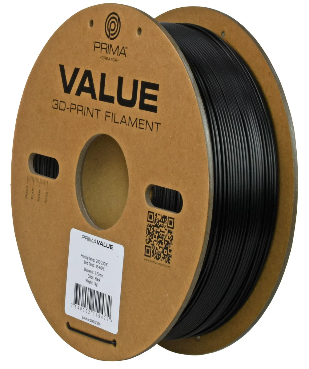 PrimaFilaments PrimaValue™ ABS - 1.75mm - 1 kg - schwarz