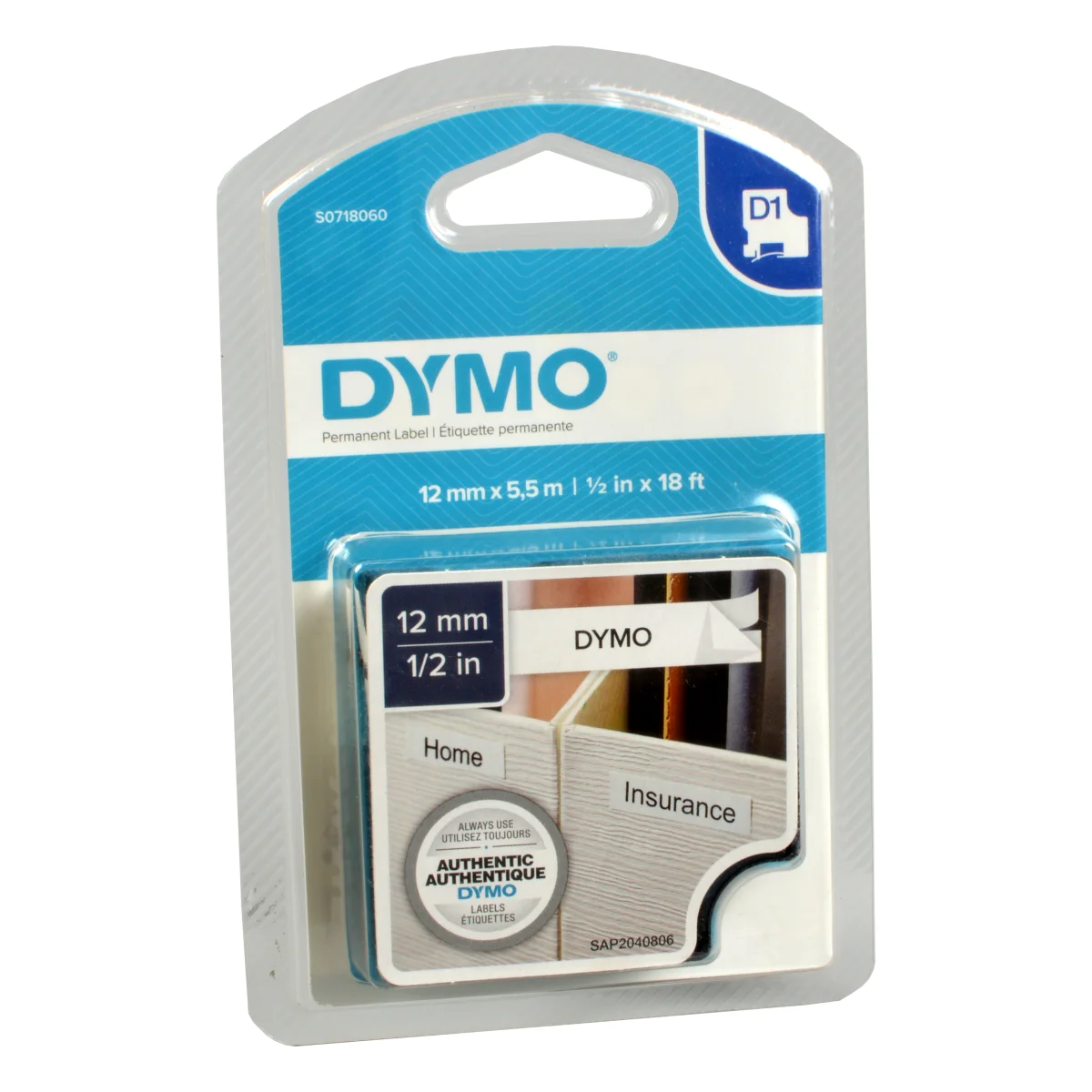 Dymo Label Band D1 16959 (S0718060) schwarz auf weiß  12mm x 5,5m  Nylon flexibel