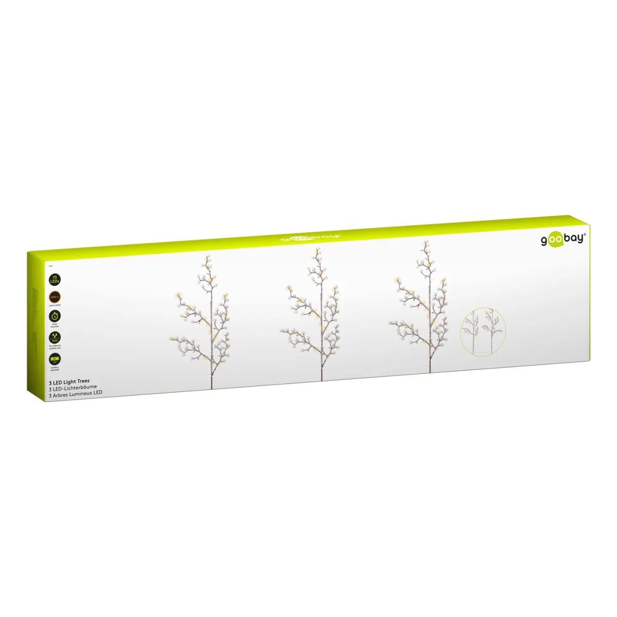Goobay 3er-Set Lichterbäume mit 75 LEDs