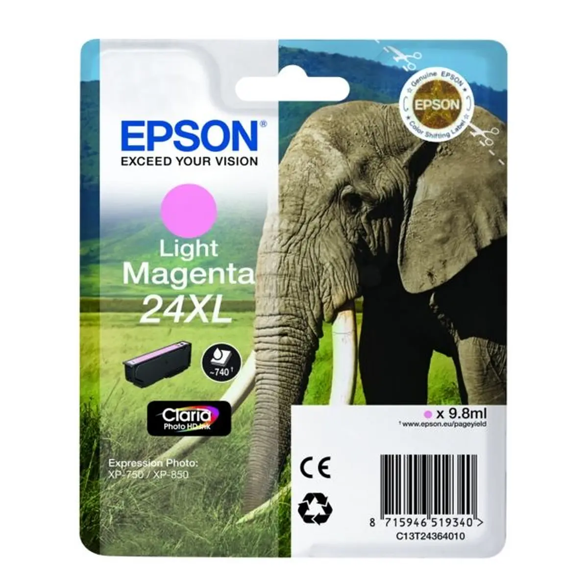 Druckerpatrone Epson 24XL magenta 9,8 ml | 500 Seiten (C13T24364012)