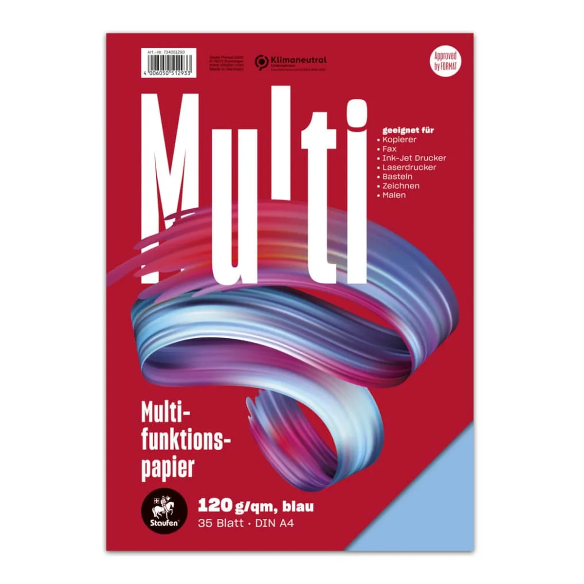 Staufen Multifunktionspapier 7X PLUS - A4, 120 g/qm, blau, 35 Blatt