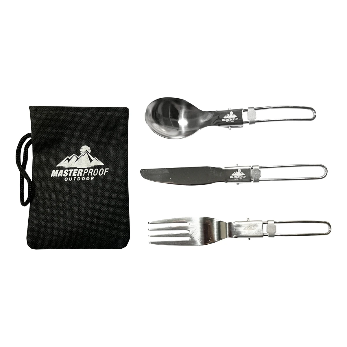 Outdoor-Besteck, klappbar, 3-teilig, inkl. Tasche