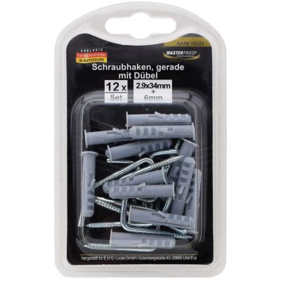 Masterproof Schraubhaken-Set 'gerade' , 6mm