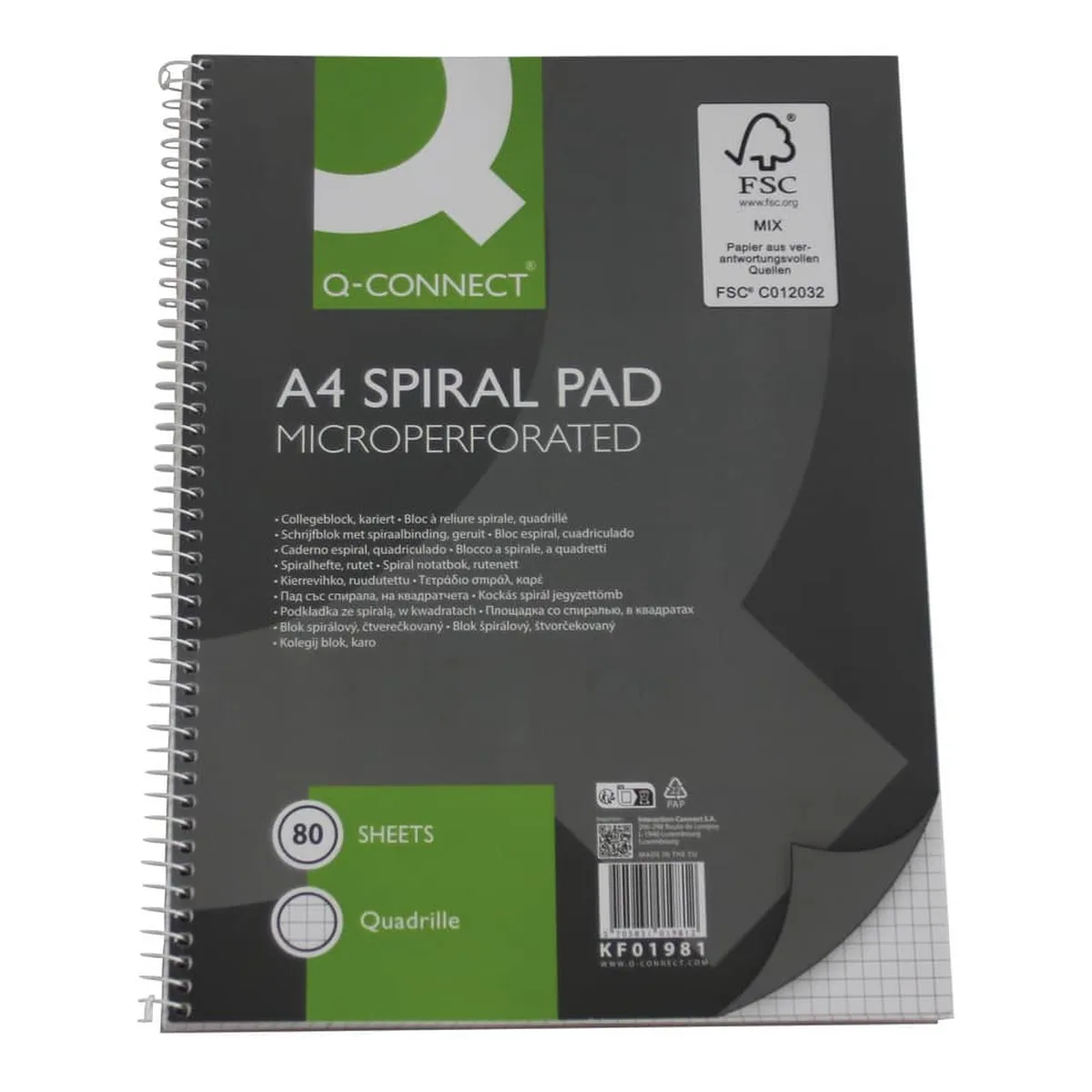 Q-Connect Collegeblock - A4, 80 Blatt, 70 g/qm, kariert