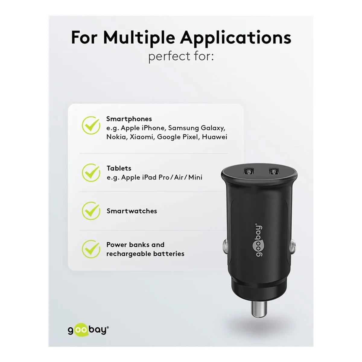 Goobay Dual-USB-C™ PD Auto Schnellladegerät (Power Delivery)