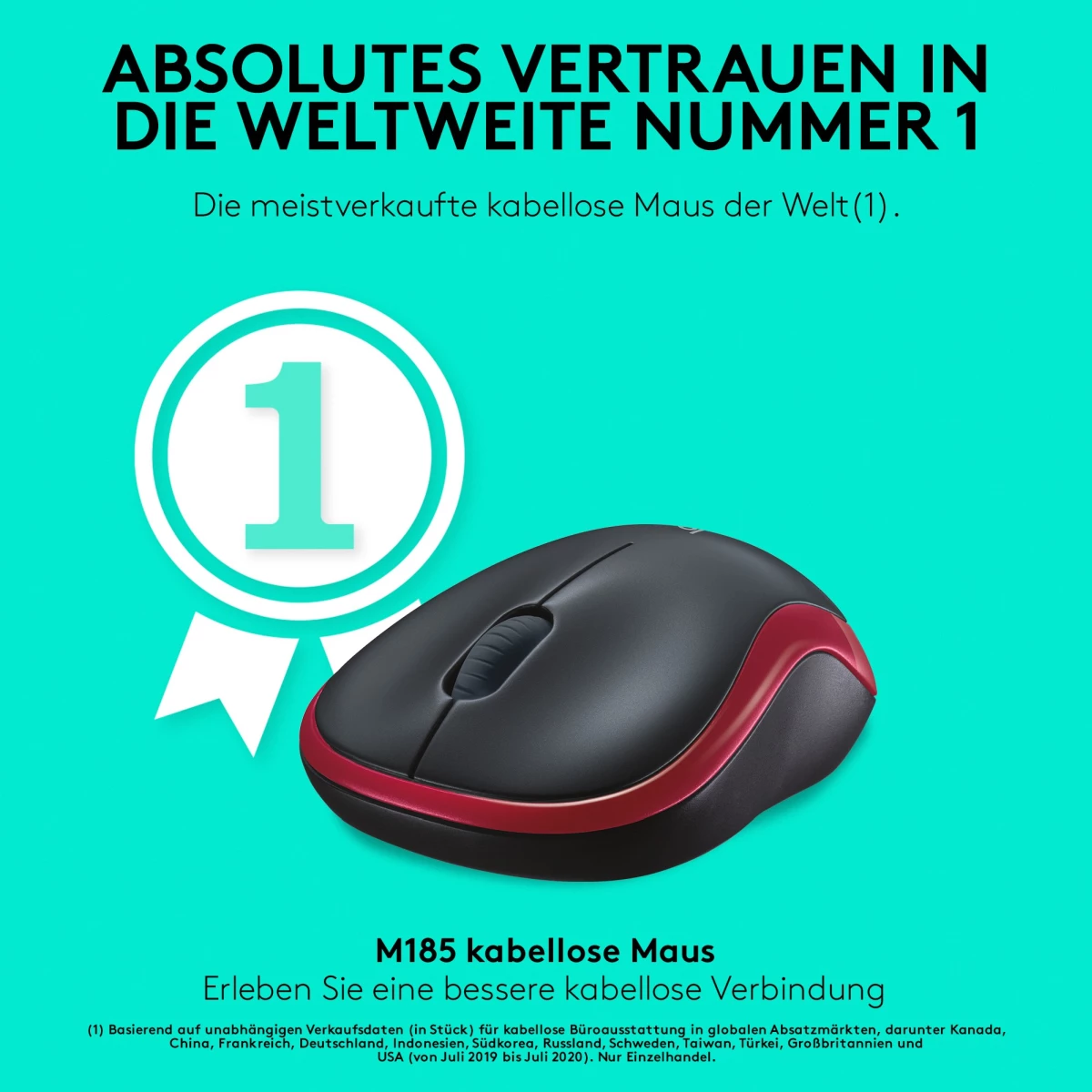 Logitech kabellose Maus M185 rot 2.4 GHz