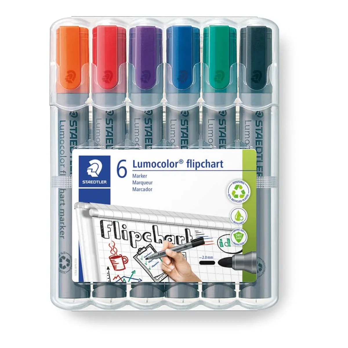 Staedtler Lumocolor® 356 flipchart marker - Rundspitze, 6 Farben sortiert