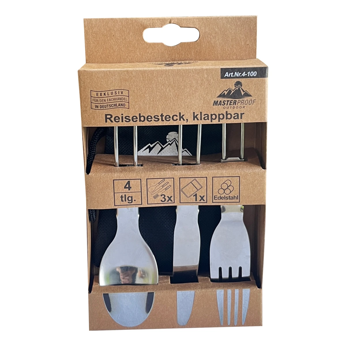 Outdoor-Besteck, klappbar, 3-teilig, inkl. Tasche