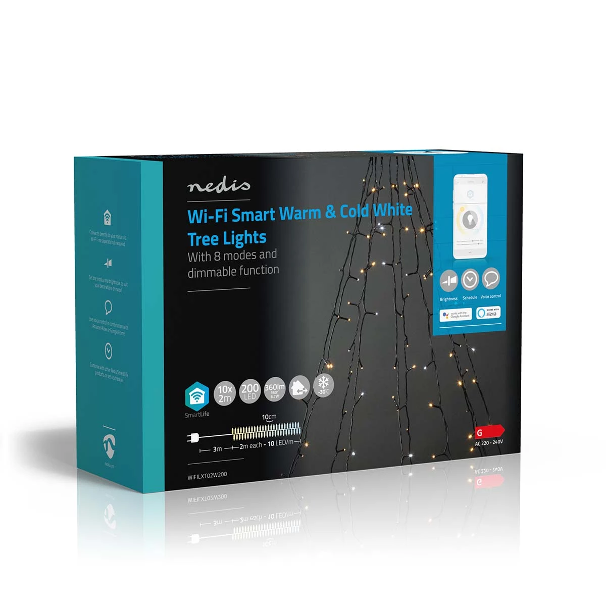 Nedis Smarte LED Tannenbaum-Lichterkette, 200 LEDs Nedis Smarte LED Tannenbaum-Lichterkette, 200 LEDs