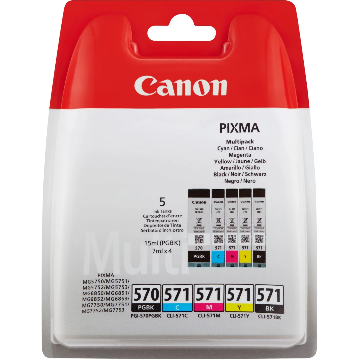 Druckerpatronen MultiPack Canon PGI-570 CLI-571 schwarz cyan magenta gelb 43 ml (0372C004)