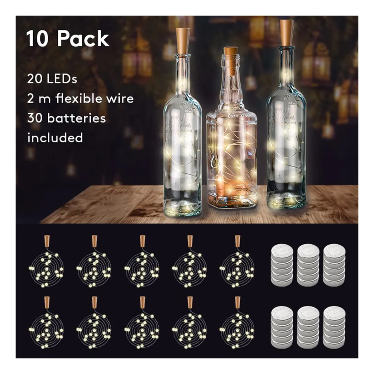 Goobay 10 x 20er LED-Flaschen-Lichterkette