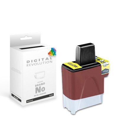 Alternative Patrone Brother LC-900 Y / LC-47 Y in Gelb, 16,6 ml, von Digital Revolution, mit Verpackung im Hintergrund