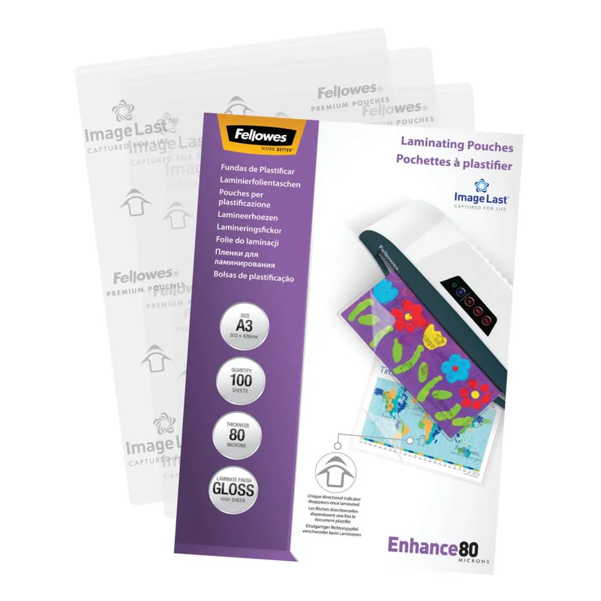 Fellowes Laminierfolie Enhance - A3, glänzend, 80 mym, 100 Stück