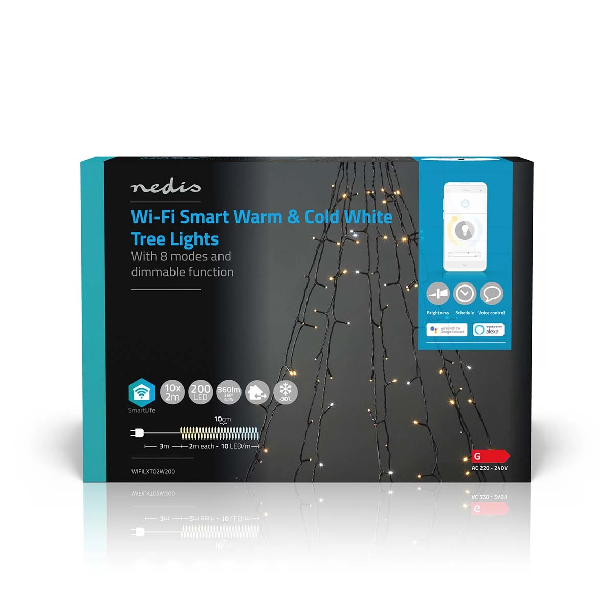 Nedis Smarte LED Tannenbaum-Lichterkette, 200 LEDs Nedis Smarte LED Tannenbaum-Lichterkette, 200 LEDs
