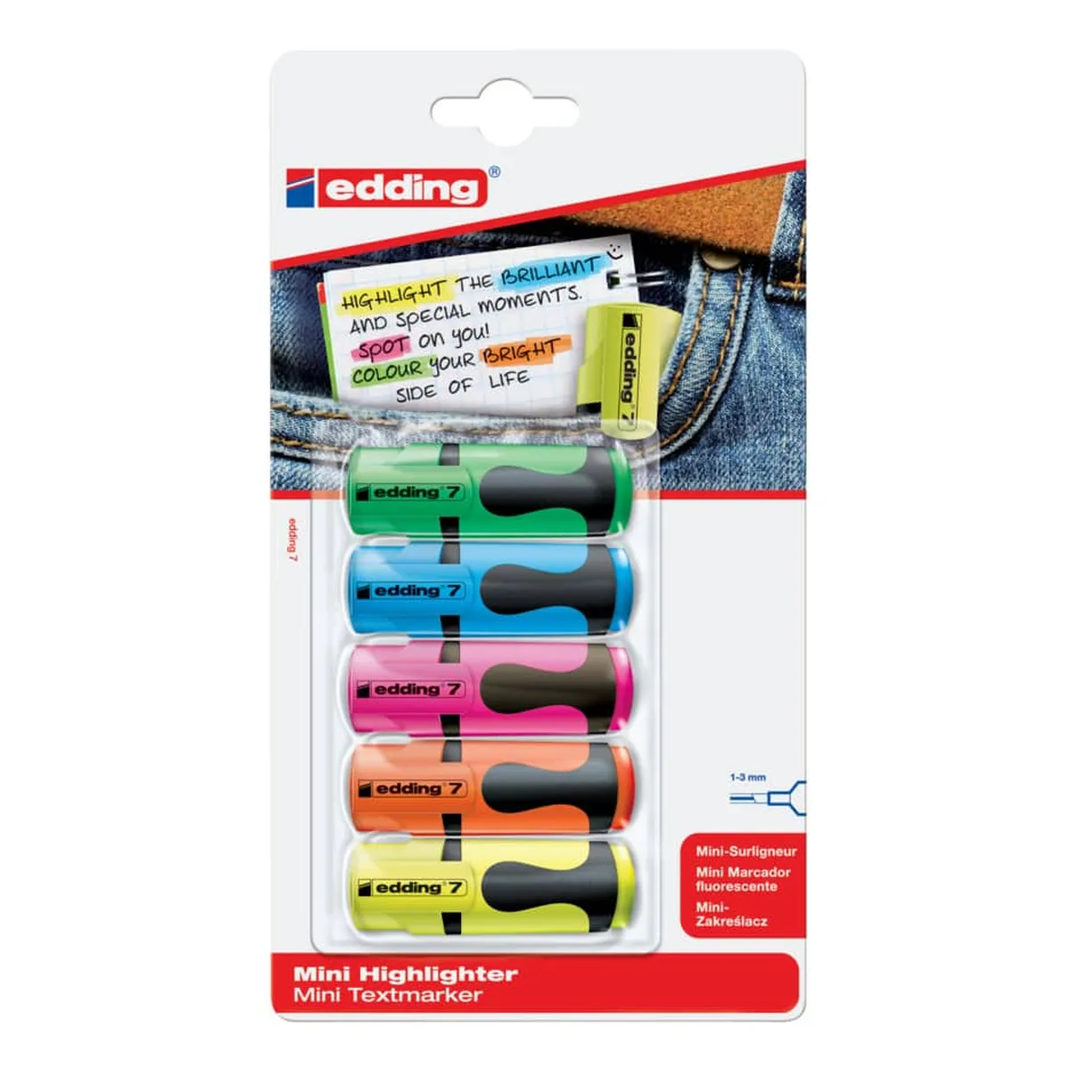 Edding Textmarker mini highlighter - 1-3 mm, sortierte Blisterkarte