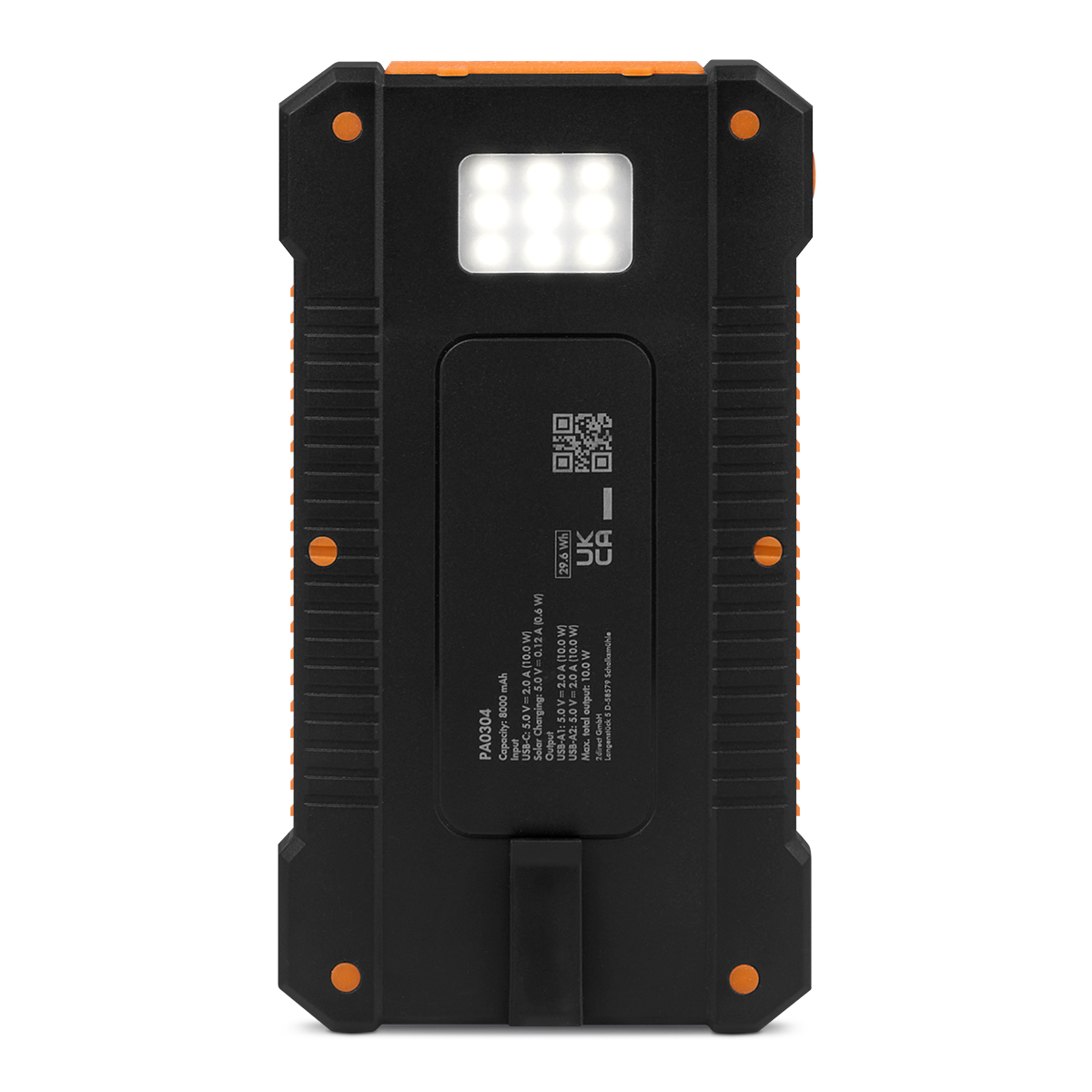 Solar Powerbank 8000 mAh, mit LED-Taschenlampe