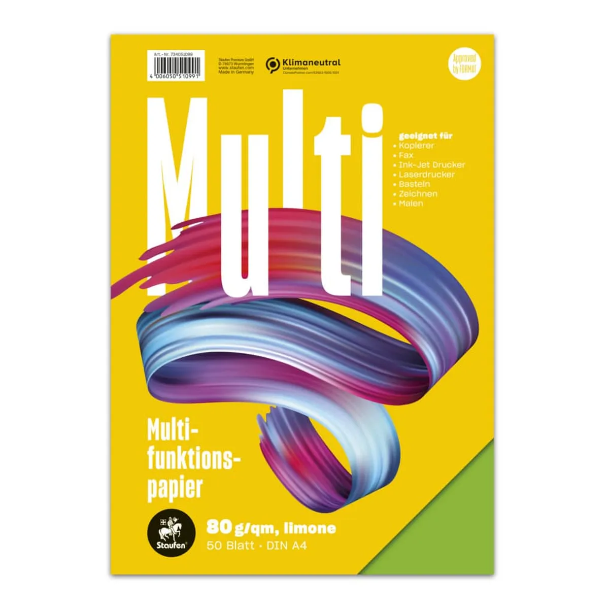 Staufen Multifunktionspapier 7X PLUS - A4, 80 g/qm, limone, 50 Blatt