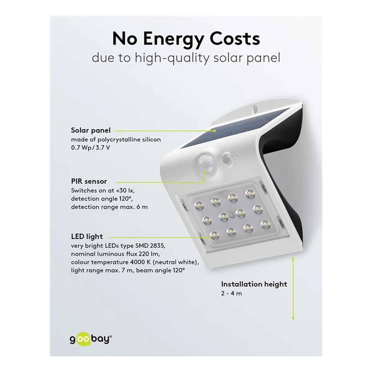 Goobay LED Solar-Wandleuchte mit Bewegungsmelder 3,2 W