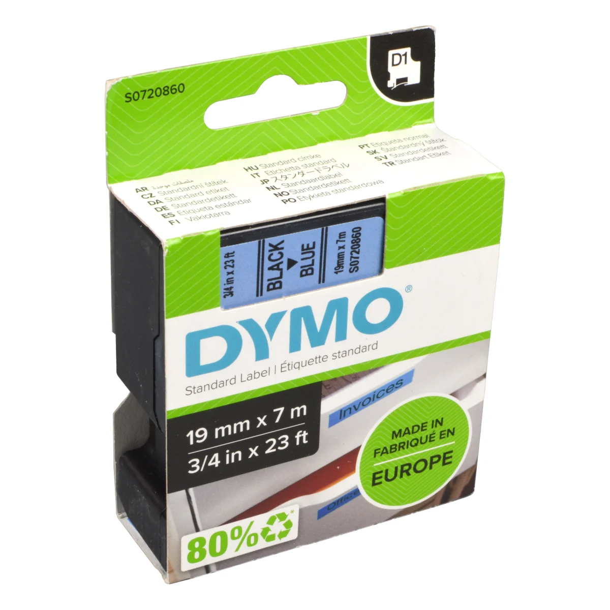 Dymo Label band D1 45806 (S0720860) schwarz auf blau  19mm x 7m