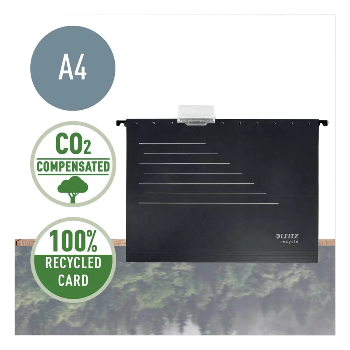 Leitz Hängemappe Alpha® Recycle - A4, Karton (RC), schwarz