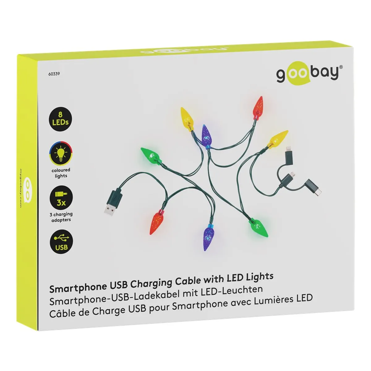 Goobay Smartphone-USB-Ladekabel mit LED-Leuchten