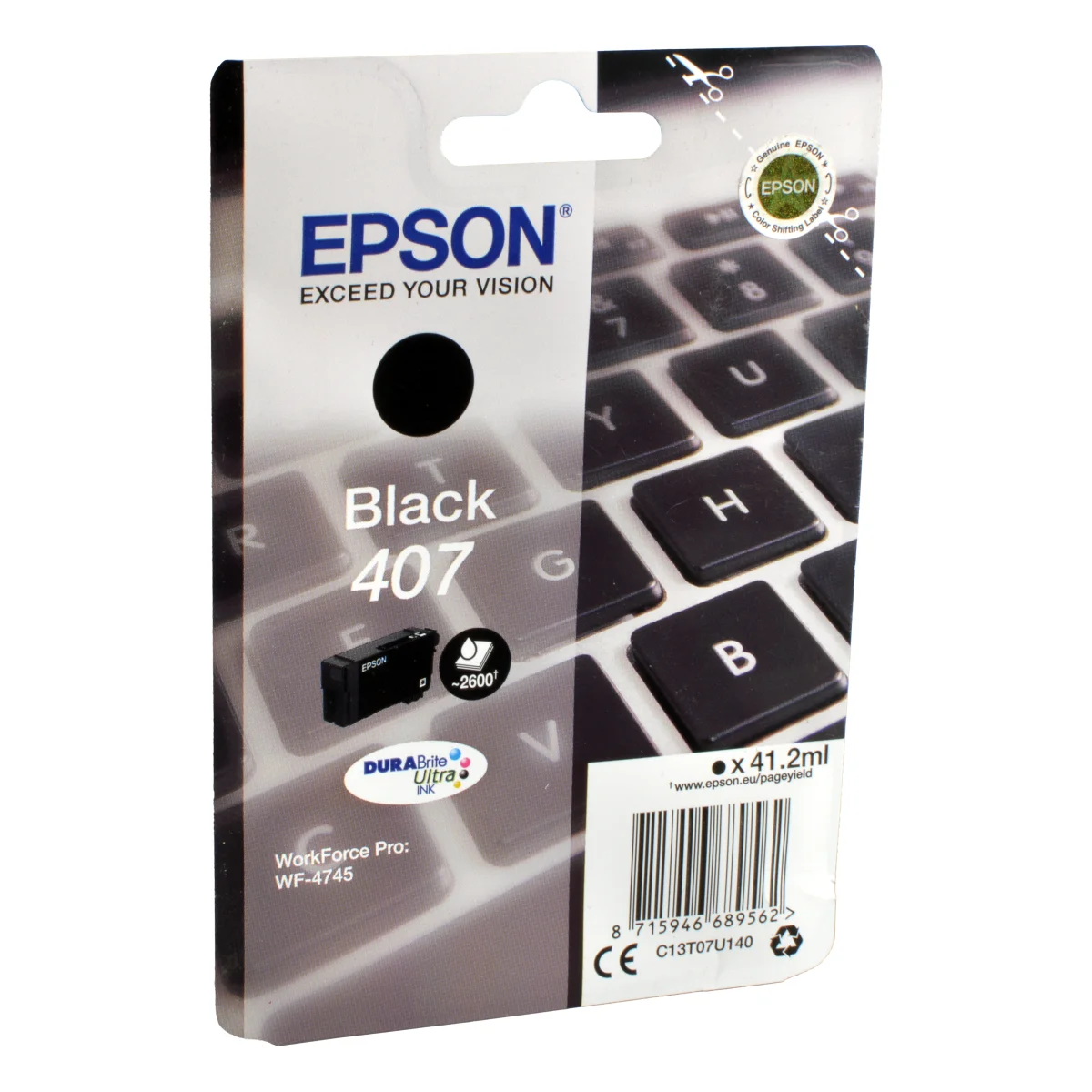 Epson 407 Druckerpatrone schwarz 41,2 ml | 2.600 Seiten (C13T07U140)