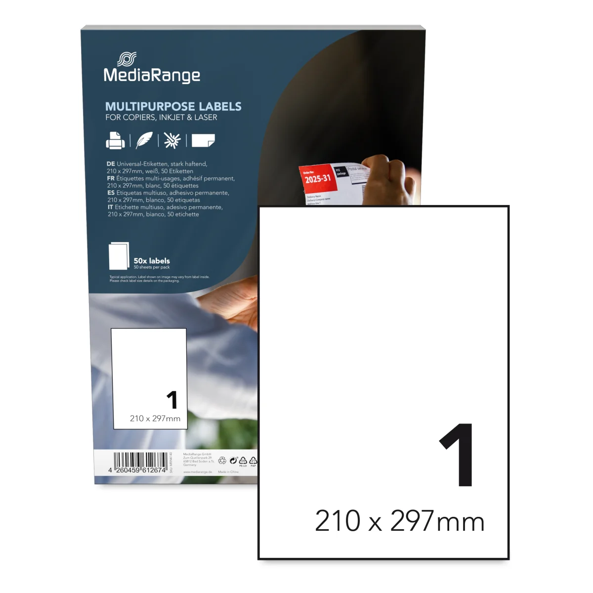 MediaRange Universal-Etiketten, A4, 50 Stück