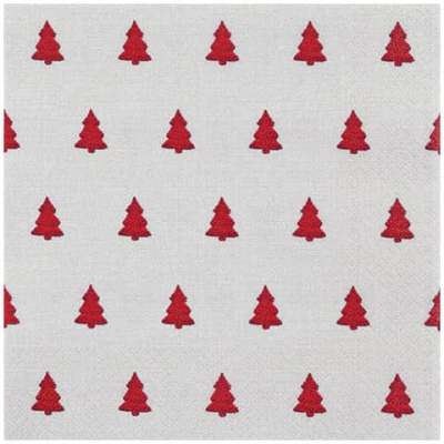 Weihnachts Lunchservietten “Linen Trees red“ - 33 x 33 cm