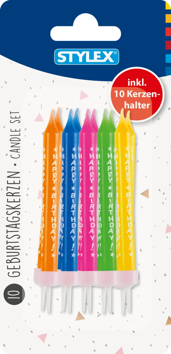 Kerzen, Happy Birthday, 10 Stück
