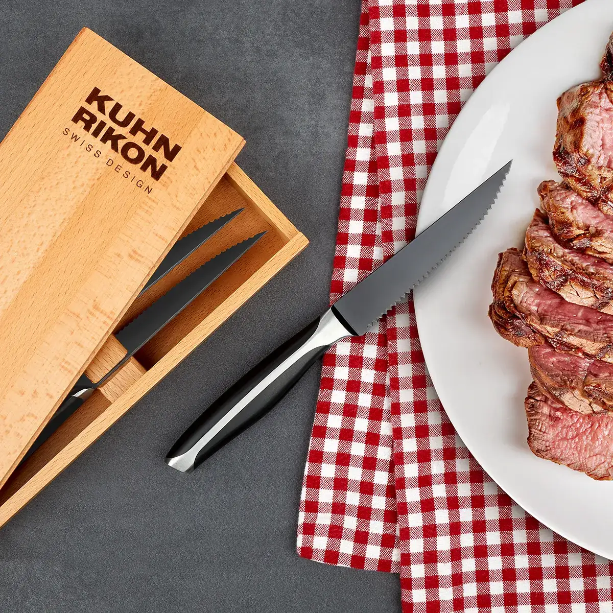 Kuhn & Rikon Steakmesserset 4er Holzkiste   