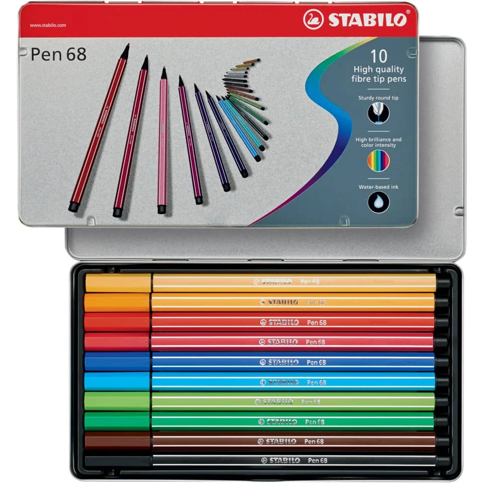Fasermaler Pen 68 Metalletui, 10 Farben
