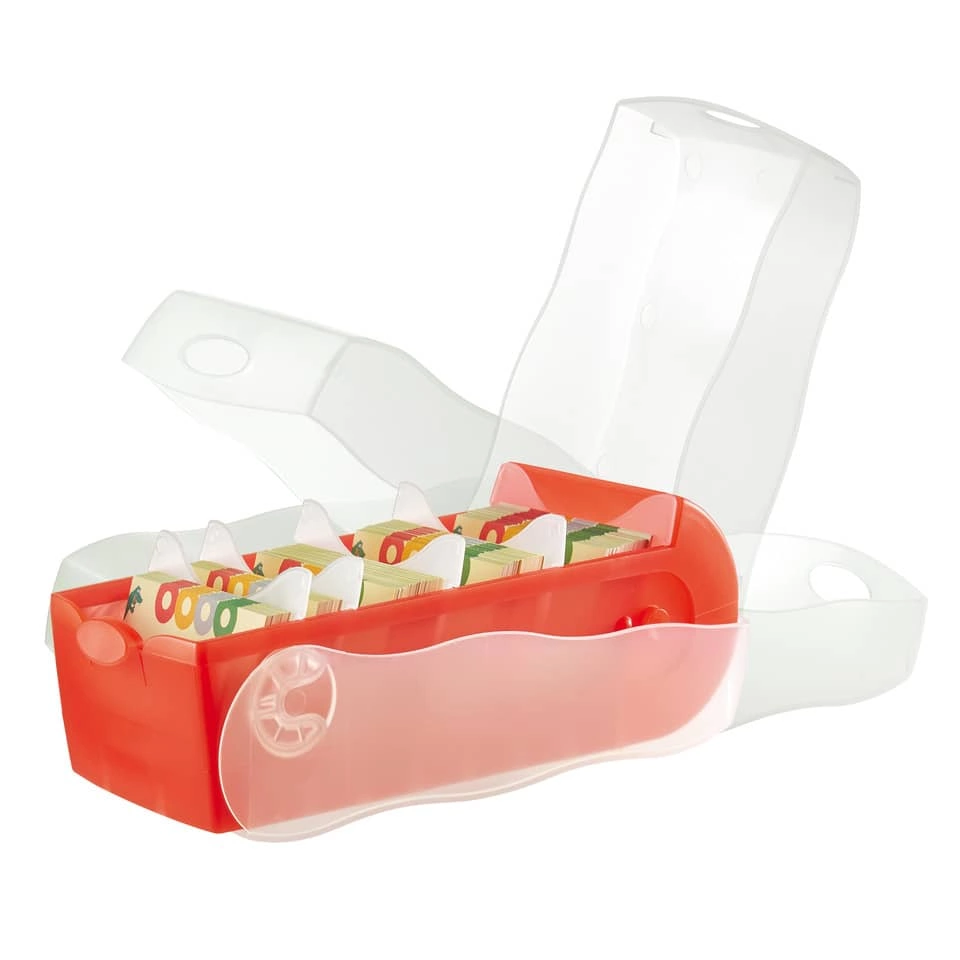 HAN Karteibox CROCO - A7 quer, für 900 Karten,  rot-transluzent