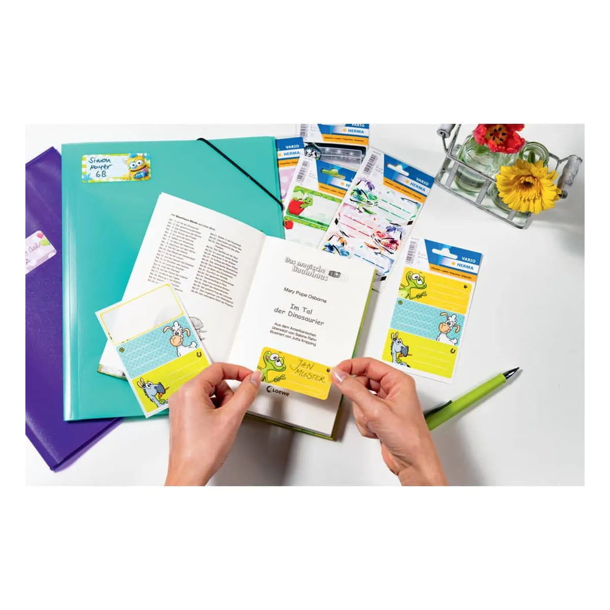 Herma Schuletiketten - neutral blauer Rand