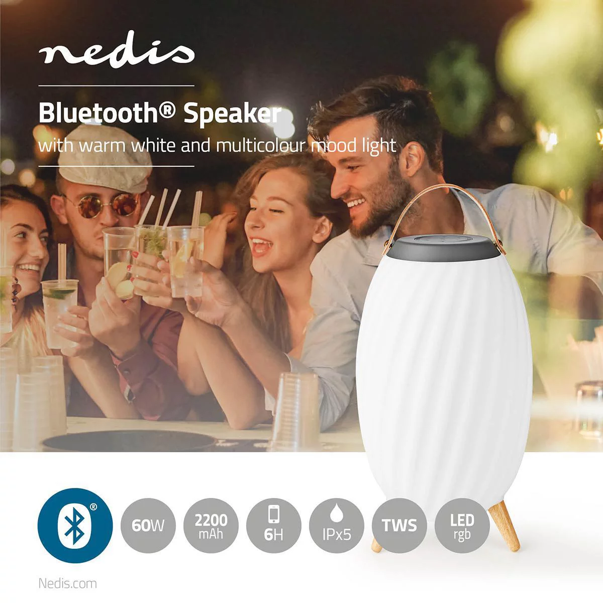 Nedis Bluetooth-Lautsprecher mit Mood Light