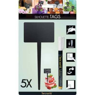 Securit Kreidetafel Silhouette Rechteck - schwarz, 5 Stück