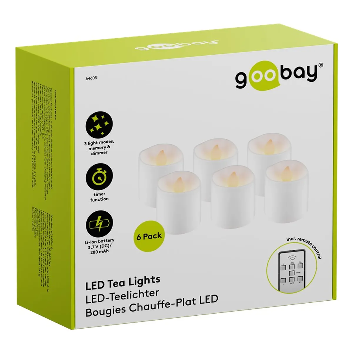 Goobay 6er-Set LED-Teelichter