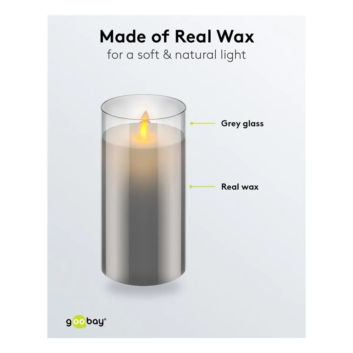 Goobay LED-Echtwachs-Kerze im Glas, 7,5 x 15 cm