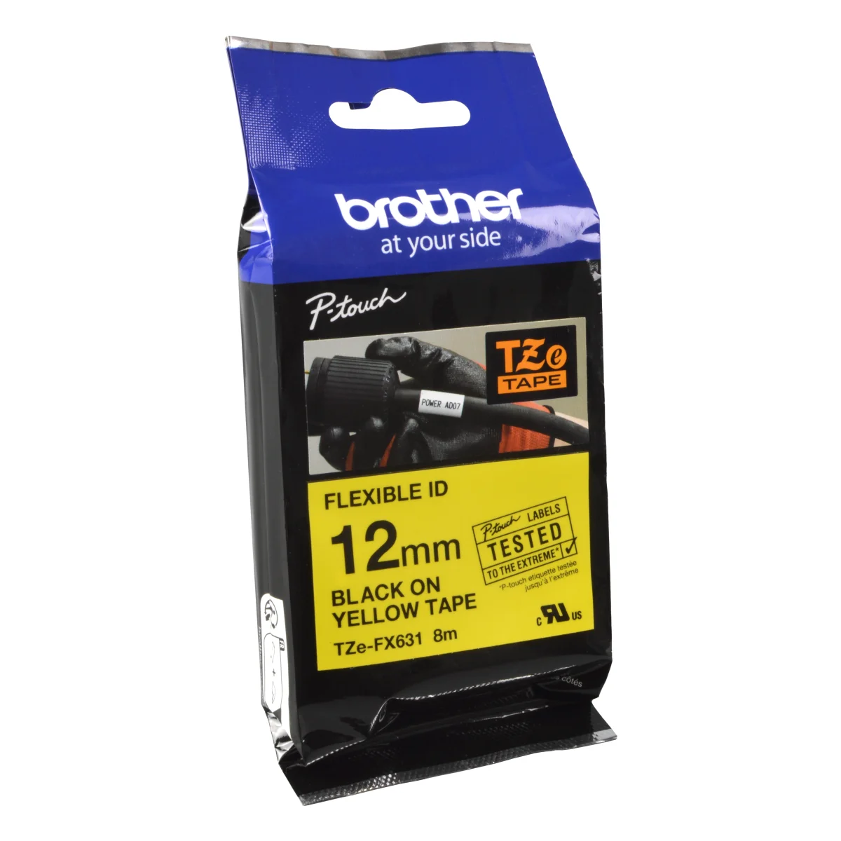 Brother P-Touch Band TZe-FX631  schwarz auf gelb  12mm / 8m  flexibel  laminiert