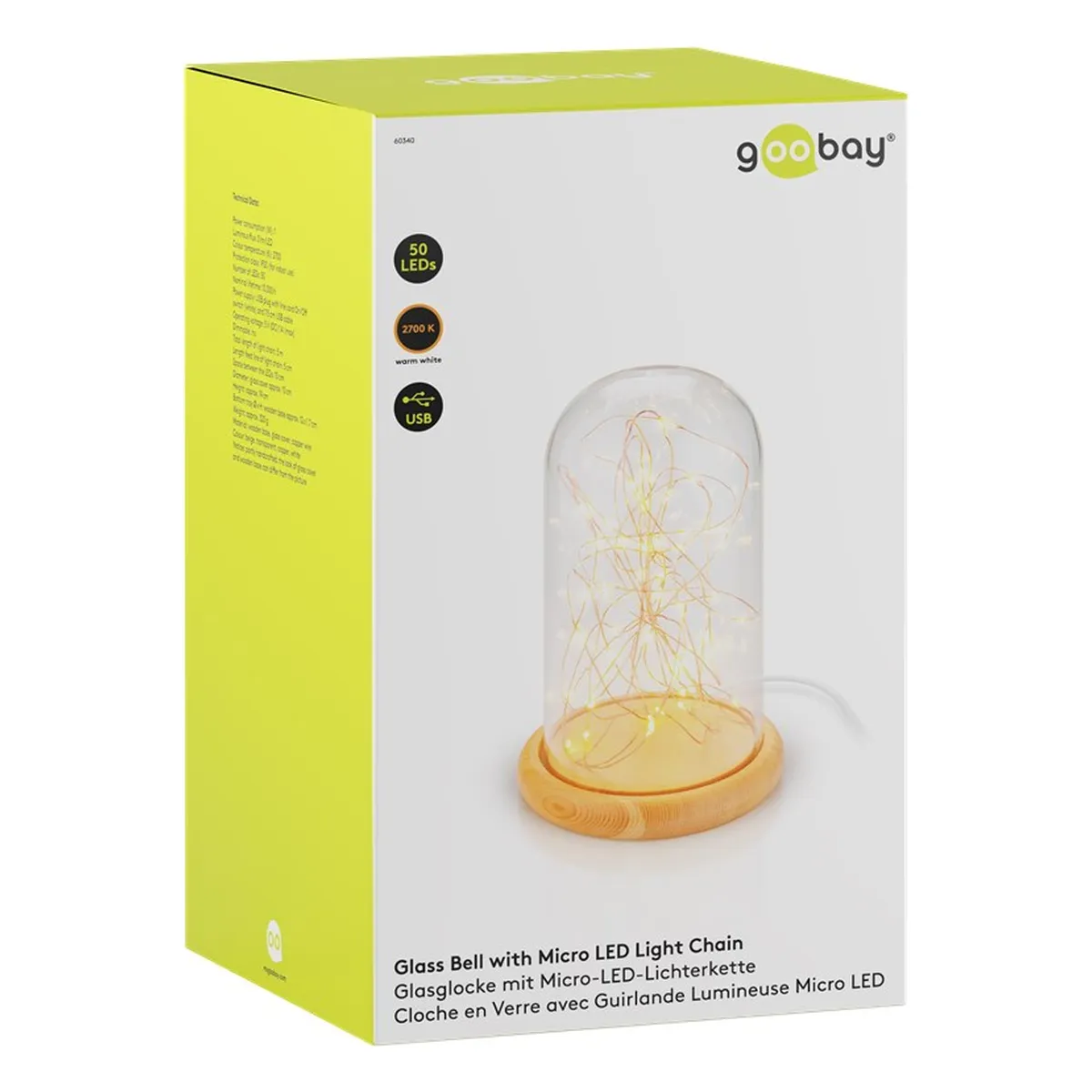 Goobay Glasglocke mit LED-Micro-Lichterkette