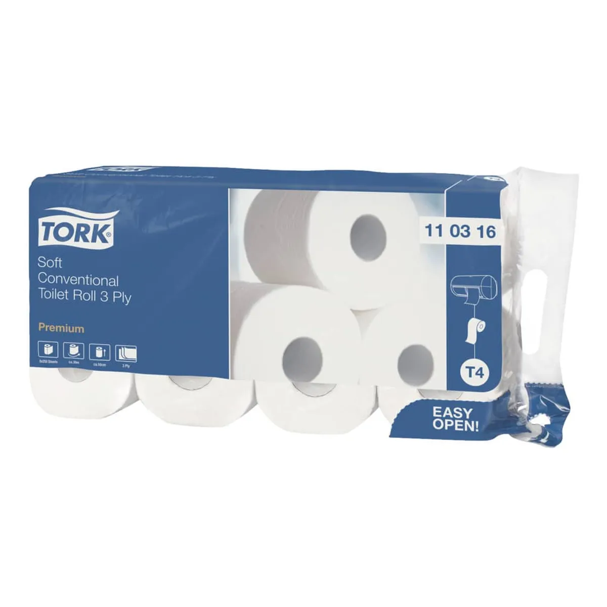 Tork Premium Toilettenpapier - 3-lagig, extra weich, mit Dekorprägung, hochweiß, 8 Rollen