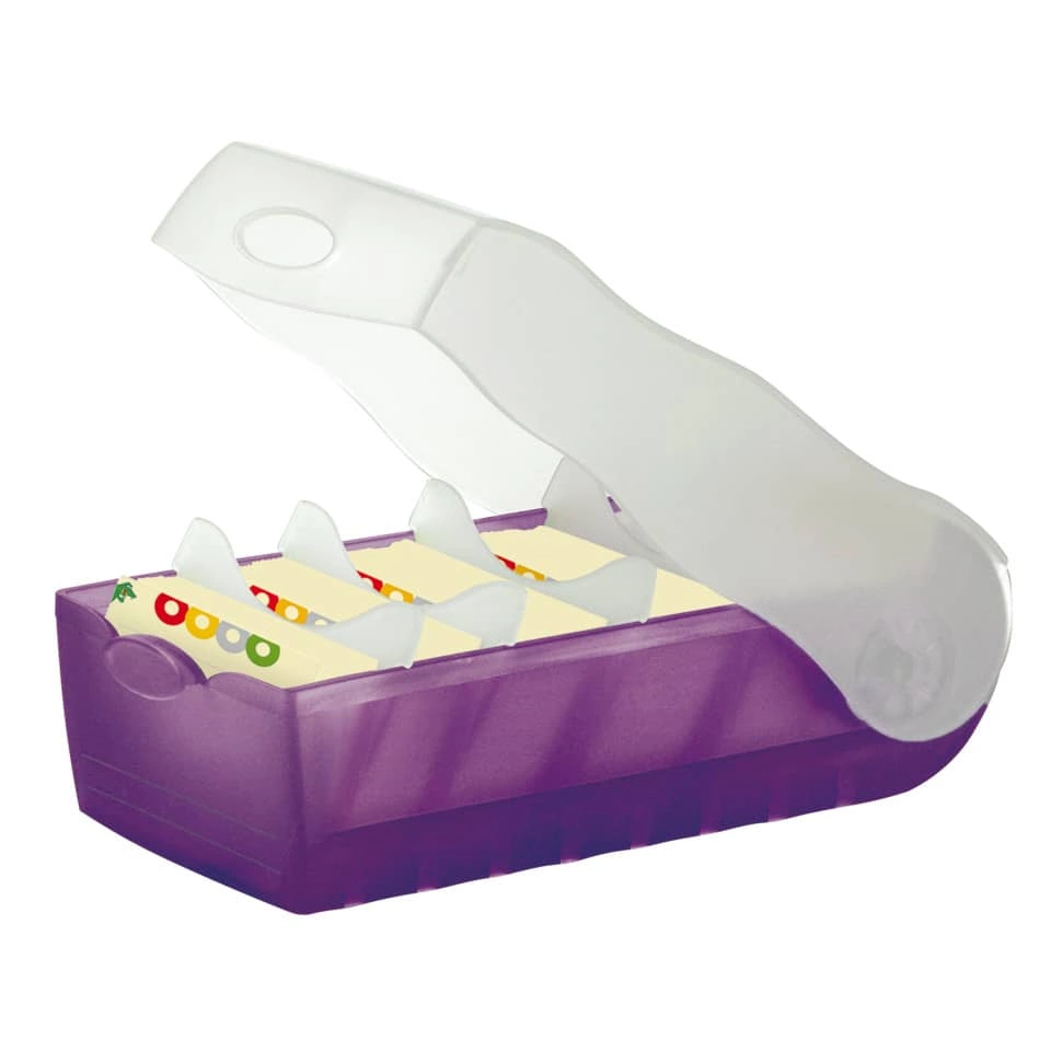 HAN Karteibox CROCO - A7 quer, für 900 Karten,  lila-transluzent
