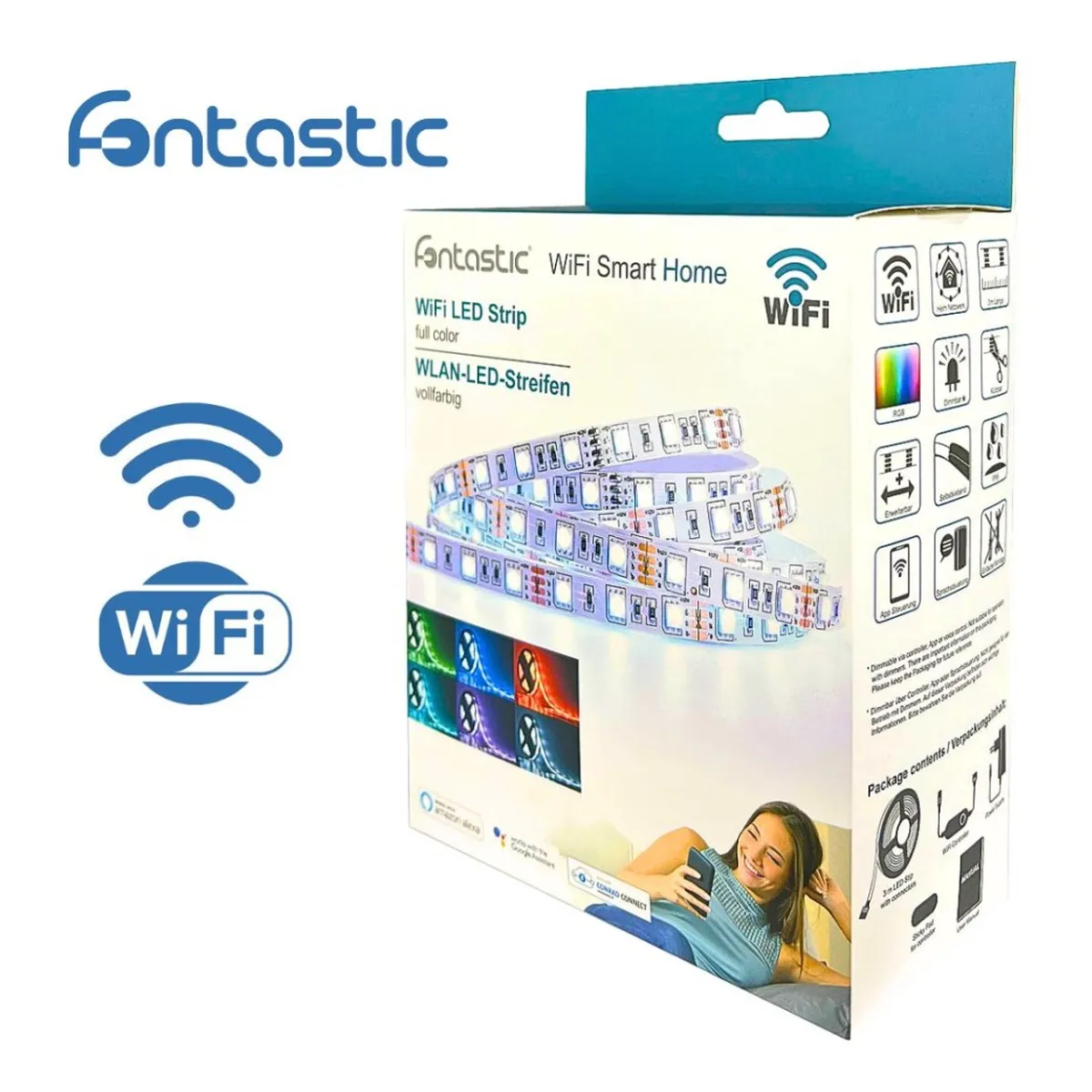 FontaHome WLAN-LED-Leuchtstreifen 3m Dimmbar, Vollfarbig