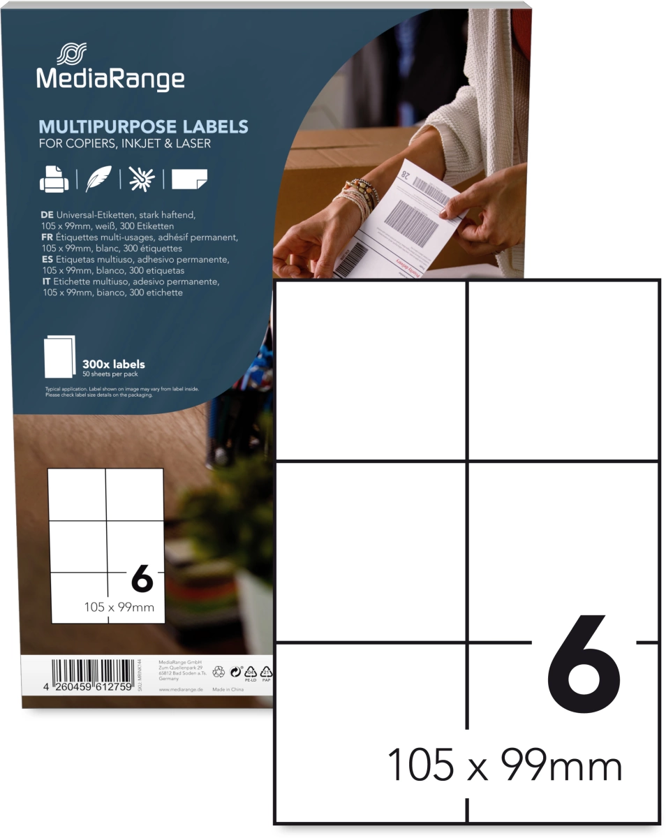MediaRange Universal-Etiketten, 105x99 mm, 300 Stück
