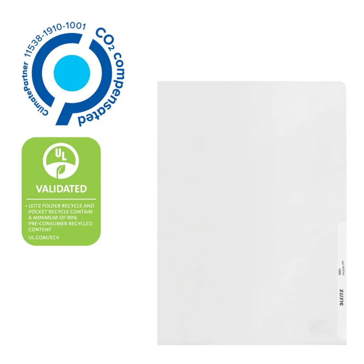 Leitz Sichthülle Recycle - A4, PP, genarbt, dokumentenecht, 25 Stück, farblos