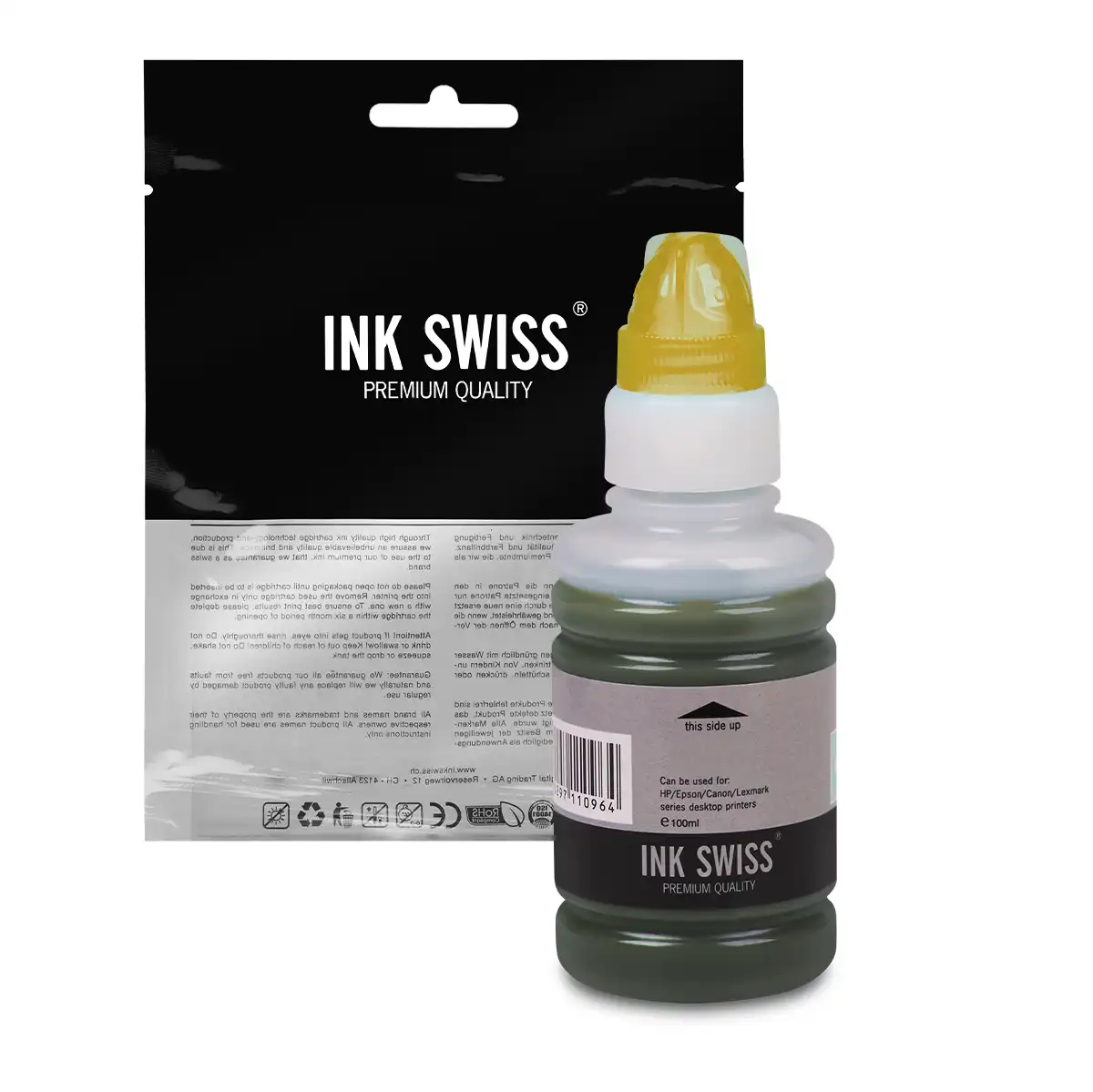 InkSwiss Premium Nachfülltinte 'gelb' 100 ml